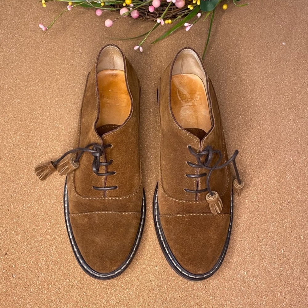 Anthropologie Brown Suede Flats